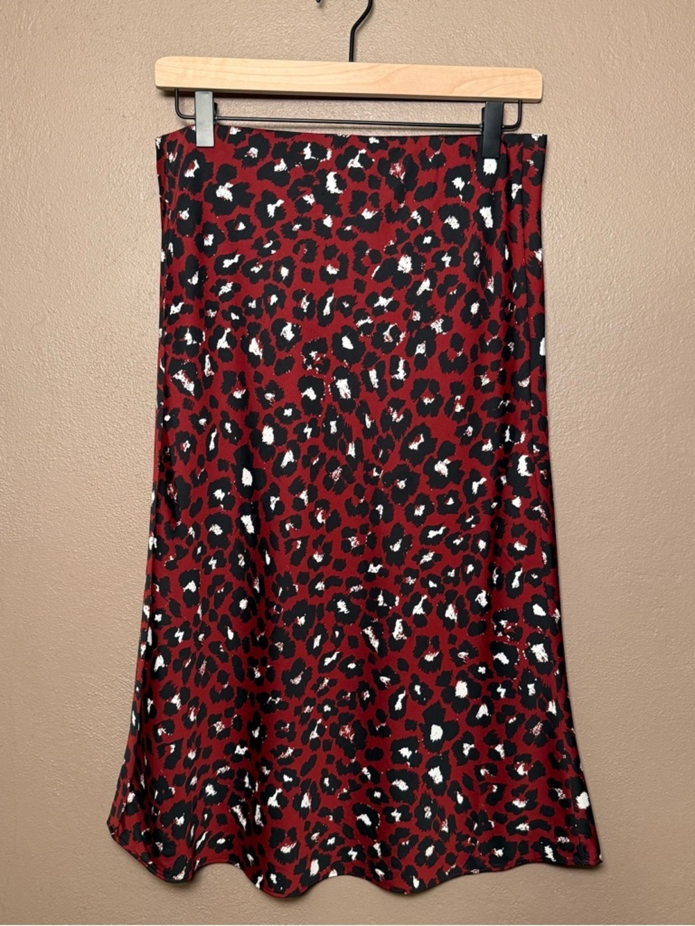 Loft Red & Black Animal Print A Line Slip Skirt Women's Size Small Feminine Boho